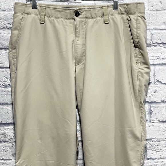 Under Armour Mens Khaki Performance Casual Golf Stretch Pants Sz 38X32 (36X31) - Picture 4 of 13